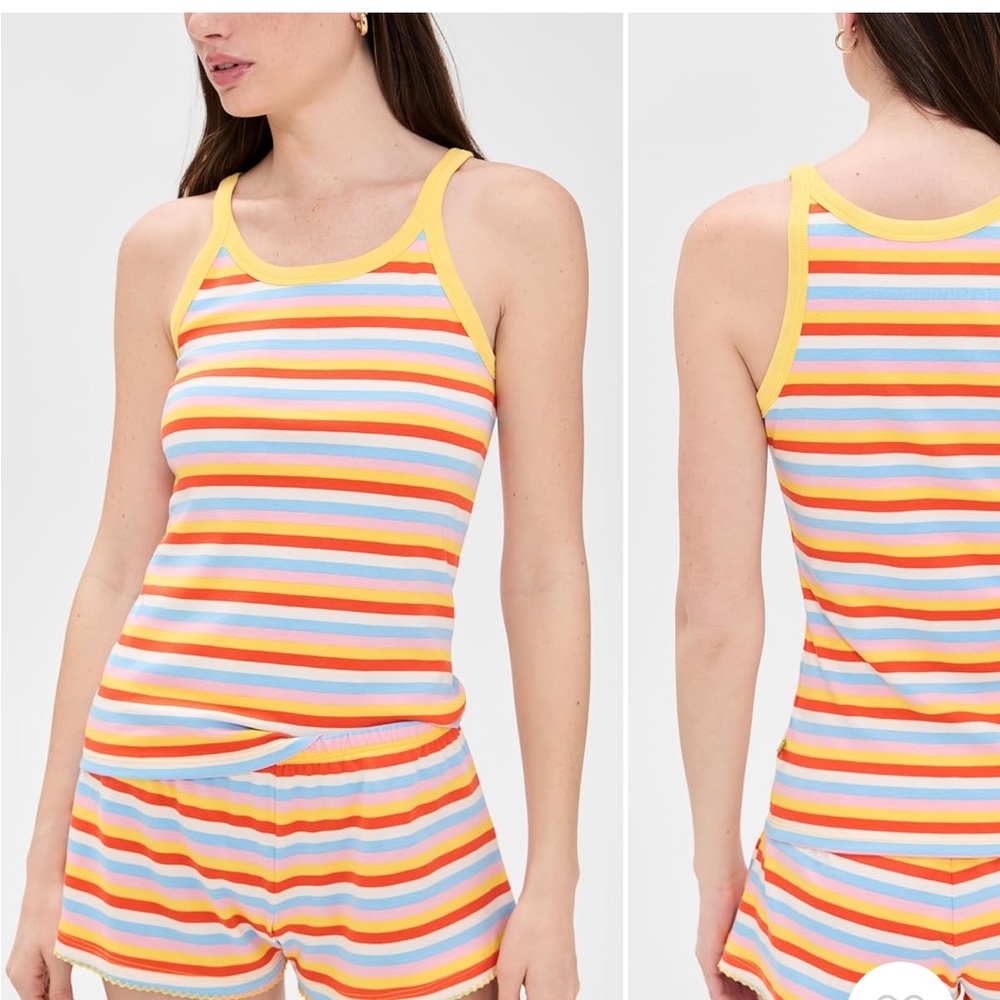 Cozyland Goldie Top and Izzy Shorts in Sunshine Stripe